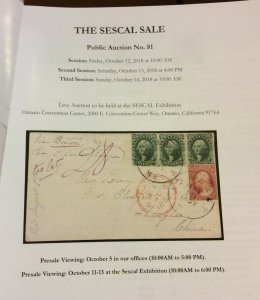 US THE SESCAL SALE Oct 12-14,2018,Stamps,Covers Blocks,Civil War stamps & More !