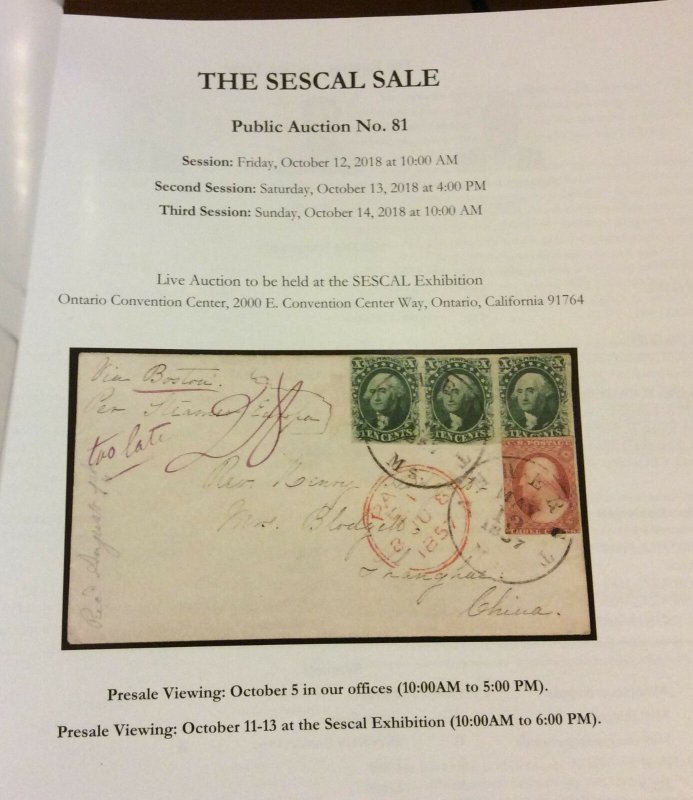 US THE SESCAL SALE Oct 12-14,2018,Stamps,Covers Blocks,Civil War stamps & More !