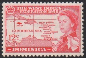 Dominica 1958 12c scarlet (Inauguration of West Indies Federation) MH