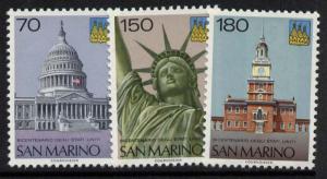 San Marino 885-7 MNH Statue of Liberty, Capital Building