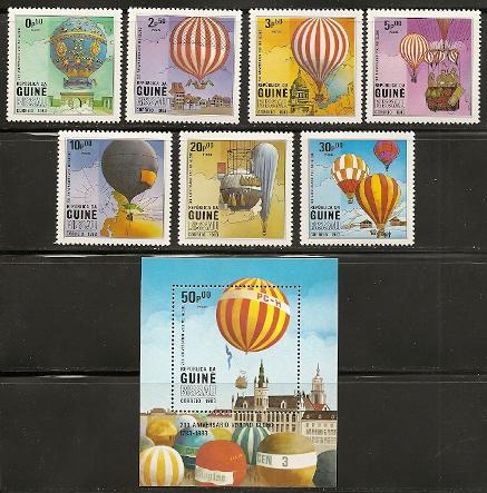 Guinea Bissau 442-9 1983 Hot Air Baloons set and s.s. NH
