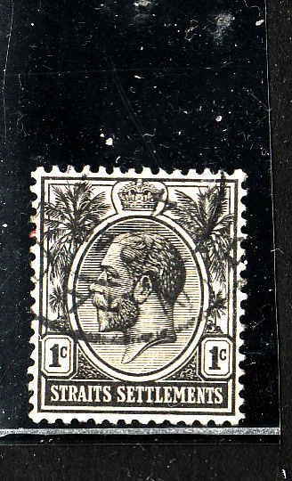Straits Settlements-Sc #150-used-1c black-KGV-1918-