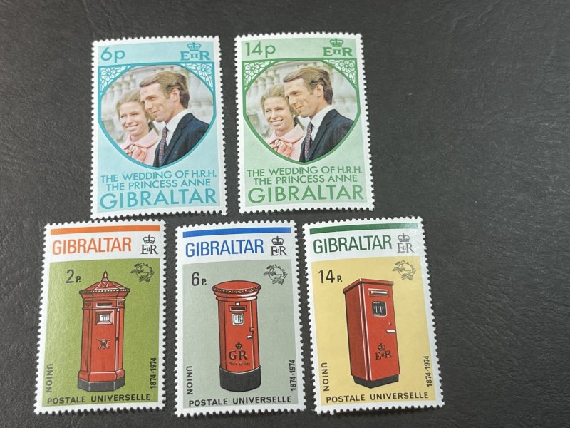 GIBRALTAR # 305-309-MINT/NEVER HINGED---2 COMPLETE SETS---1973=74