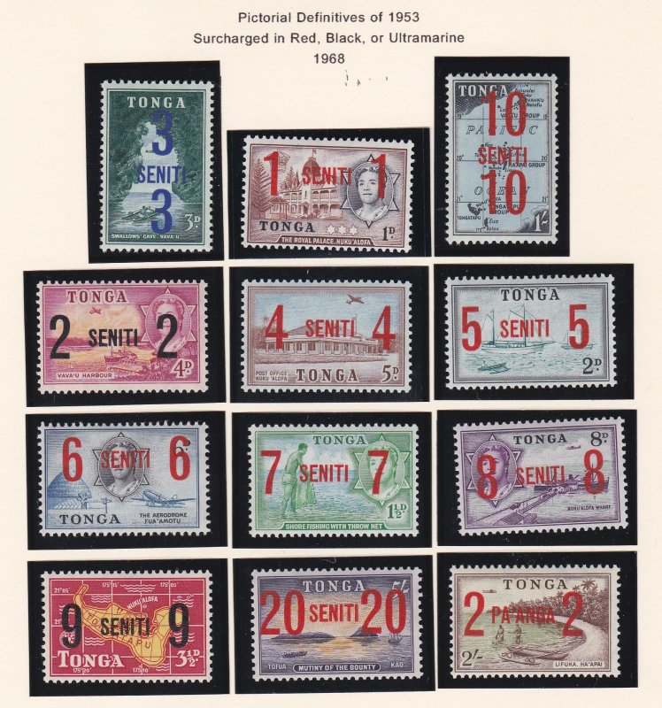 Tonga # 191-202, C37-39, CO15-18, Surcharges, LH, 1/3 Cat.