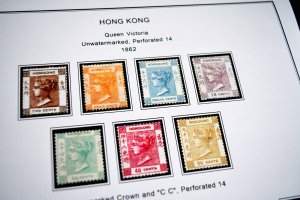 COLOR PRINTED HONG KONG [CLASS.] 1862-1949 STAMP ALBUM PAGES (13 illustr. pages)