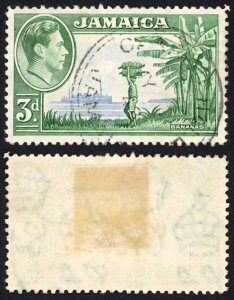 Jamaica SG126b 3d Greenish blue and Ultramarine R 10/3 T guide at right upright