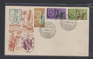 Spanish Sahara  #80/#B39-40  (1956 Stamp Day set) on unaddressed cachet FD card