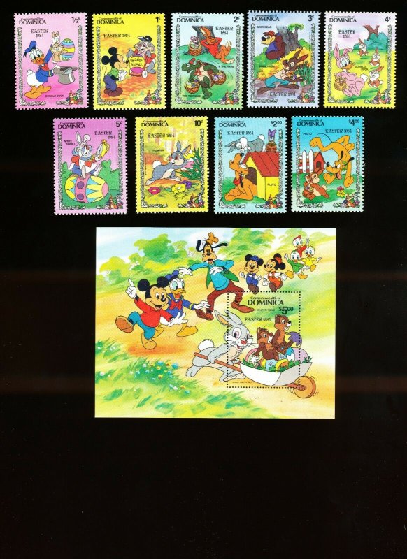 DOMINICA - Scott 832-841  VFMNH - DISNEY - EASTER  - 1984