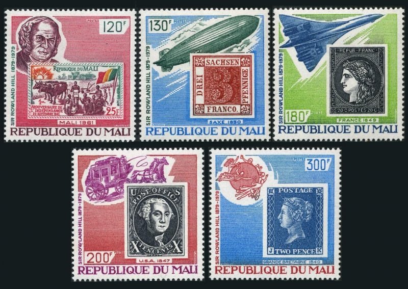 Mali 330-334, MNH. Mi 701-705. Sir Rowland Hill 1979. UPU, Coach, Plane, Airship