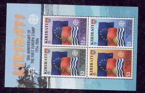 Kiribati-Sc#887a-Unused NH sheet-1st Europa Stamp-Flags-2006-