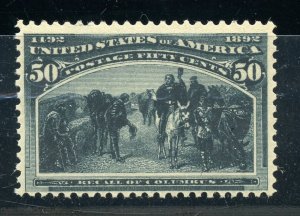 UNITED STATES  SCOTT #240 50c COLUMBIAN F/VF MINT NEVER HINGED FRESH W/PF CERT