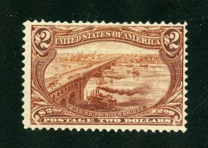 UNITED STATES  1898 SCOTT#293 $2 TRANS-MISSISSIPPI  F/VF MINT HINGED  PFE CERT