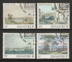 1990 Art Series - Lithographs of 19th Century Singapore set of 4V CTO SG#615-618