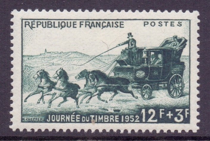 France Scott B266 - SG1140, 1952 Stamp Day 12f + 3f MH*