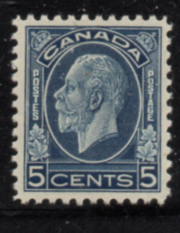 Canada Sc 199 1932 5c dark blue George V medallion issue stamp mint