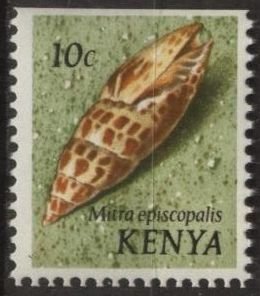 Kenya 37 (mnh, flat edge at top) 10c seashells: episcopal miter (1971)