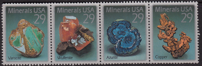 United States #2703a, Minerals Strip of 4, Please see the description.