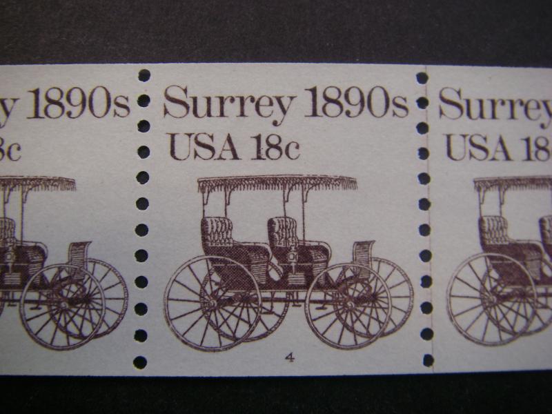 Scott 1907, 18 cent Surrey, PNC5 #4, MNH Transportation Beauty, CV $45