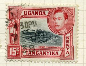 KENYA/UGANDA/TANGANYIKA; 1938 early GVI issue fine used value, 15c. (101315)