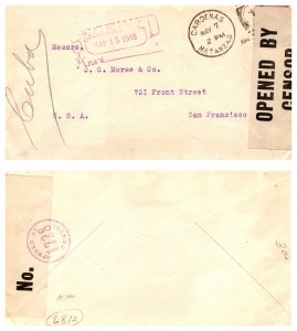 1918 CUBA SINGLE TO UNITED STATES + CENSORED TAPE ( Postal History )