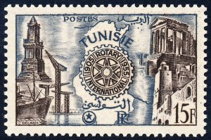 Tunisia 1955 15f 50th Anniversary of Rotary International SG395 MH