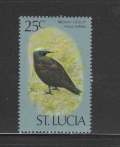 ST. LUCIA #396  1975  25c  BROWN NODDY    MINT VF NH O.G