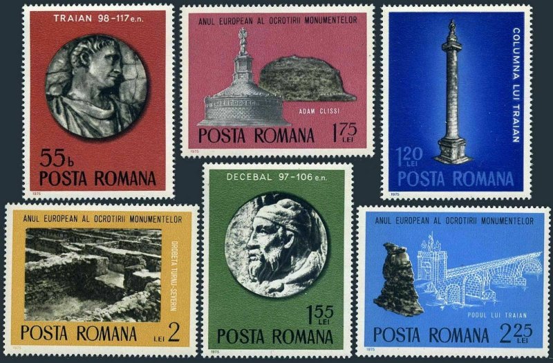 Romania 2563-2568,2569,MNH. European Architectural Heritage.Roman Monuments,1975