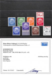 Germany, Empire 1932, Definitives Hindenburg WM2, with Kurzbefund Schlegel, MNH
