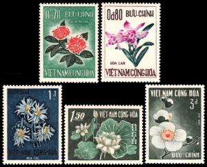 ✔  SOUTH VIETNAM 1965 - FLOWERS FLORA - MI#338/342 SC#261/265 * MH OG [VN338]