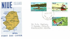 FIRST DAY COVER NIUE ISLAND MAP & COORDINATES OPENING OF THE NIUE AIRPORT 1970