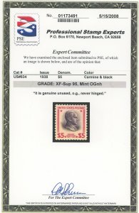 USA 834 - 5 Dollar Coolidge - PSE Graded Cert: XF/Superb 95 Mint OGnh