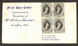 BRITISH SOLOMON ISLANDS 88 (x4) STAMP QUEEN ELIZABETH FDC FIRST DAY COVER 1953