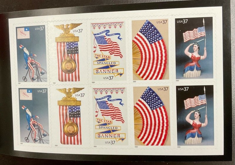 #3780b Mint OLD GLORY SOUVENIR BOOKLET Contains 20 37 c stamps FV $7.40   2003