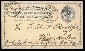 USA 1883 Colorado Wien Vienna Austria Postal Card UX6 UPU Cover 88017