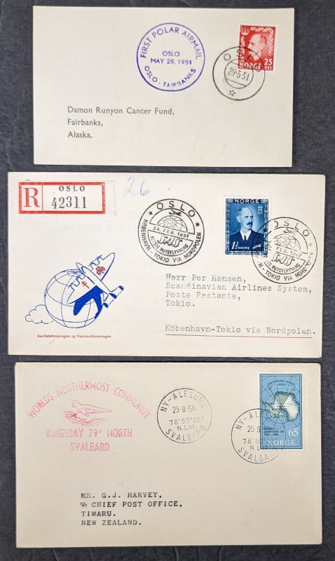 51 1899-1950s Norway items inc 2 Spitsbergen, flights, polar, etc [Y.65]