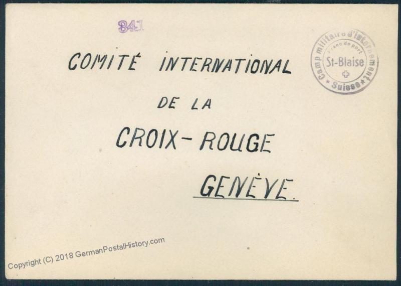 Switzerland WWII Internee Camp St Blaise Prisoner Cover Censored 53830