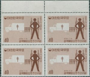 Korea South 1961 SG410 40h Tuberculosis Vaccination Week block MNH