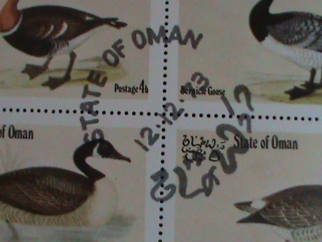 ​OMAN STAMP 1973 COLORFUL LOVELY WORLD ENDANGER BIRD -CTO MINI SHEET VERY FINE