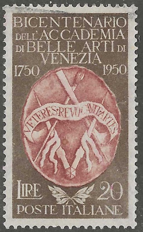 Italy, stamp, Scott#547, used, hinged, Lire, 20, Arts,