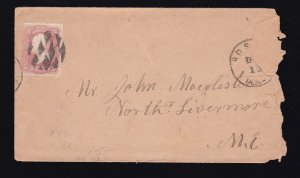 US 65 3c Washington on Cover with Fancy Cancel