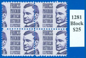 USA Scott #1281 Misperfed Block/4, FRANCIS PARKMAN Stamp EFO! (SK)