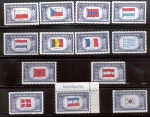 US 909-921 MNH FLAGS, OVERRUN COUNTRIES