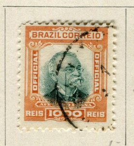 BRAZIL; 1906 early Pena Official issue fine used 1000r. value