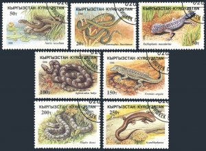Kyrgyzstan 99-105, CTO. Reptiles 1996. Psammophis lineolatum, Natrix tessellata,
