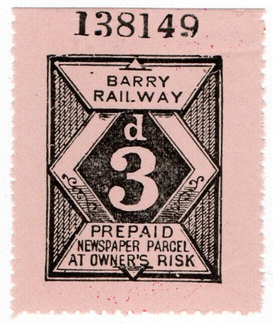 (I.B) Barry Railway : Prepaid Newspaper Parcel 3d