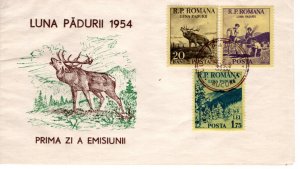 Romania 1954 Sc 984-6 FDC