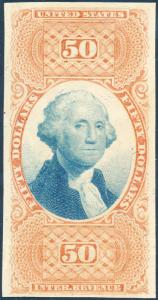 #R101e $50.00 REVENUE ESSAY XF (APP.) W/ LT HORIZONTAL BEND HV3658