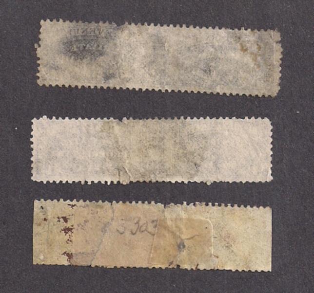 Medicine Stamps: #RS25a, RS26a x2 THREE STAMPS in all one defective, interesting