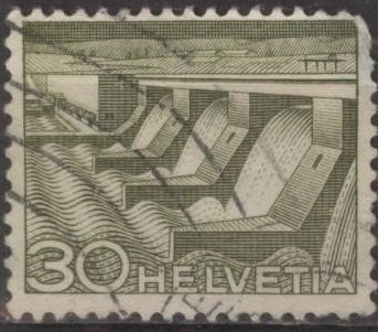 Switzerland 334 (used) 30c dam & power station (1949)