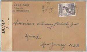 72377 -  NEWFOUNDLAND - POSTAL HISTORY:  Cover to USA 1944 - CENSOR TAPE